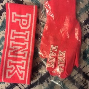 PINK headband and gloves